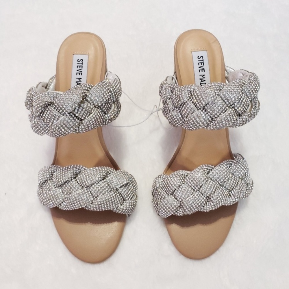 Steve Madden Rhinestone Braided Block Sandals - Picture 4 of 15